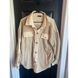Heyson Tan Oversized Elbow Patches Shacket Jacket Sweater Material-Size M/L